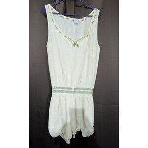Free People Cotton Gauzy Ivory Romper Green Yellow tie Size SP